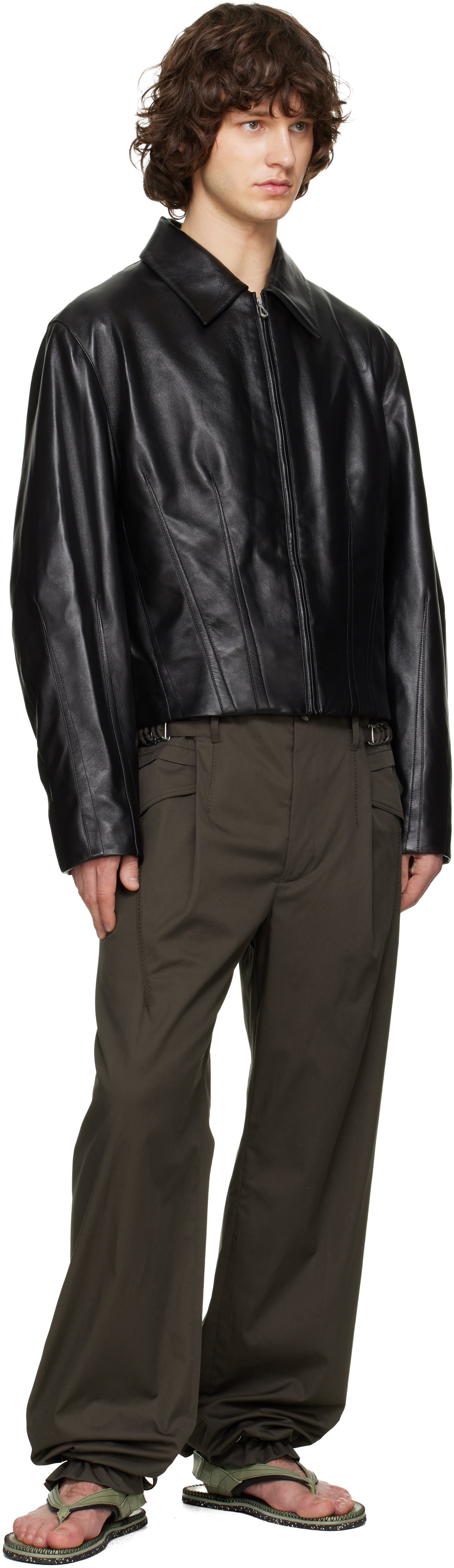 Kiko Kostadinov Black Lur Leather Jacket