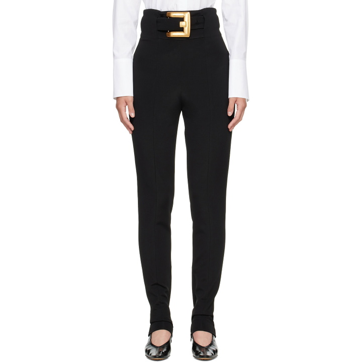 Photo: BALMAIN Black Stretch Belt Leggings