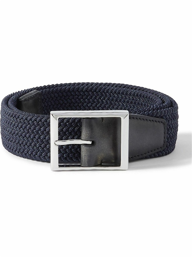 Photo: Berluti - 3.5cm Venezia Leather-Trimmed Woven Cord Belt - Blue
