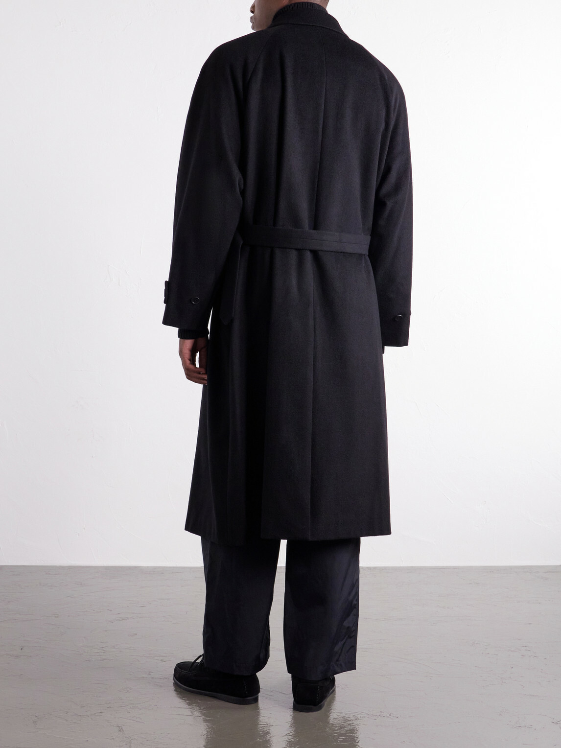 ssstein - Belted Wool and Cashmere-Blend Coat - Black