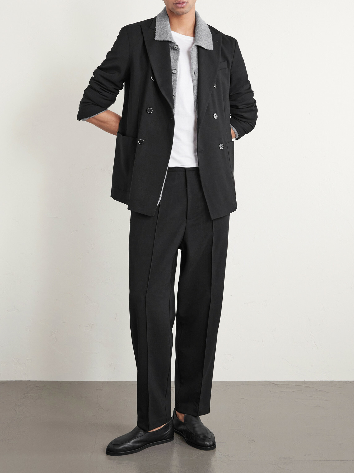 Barena - Double-Breasted Virgin Wool Suit Jacket - Black