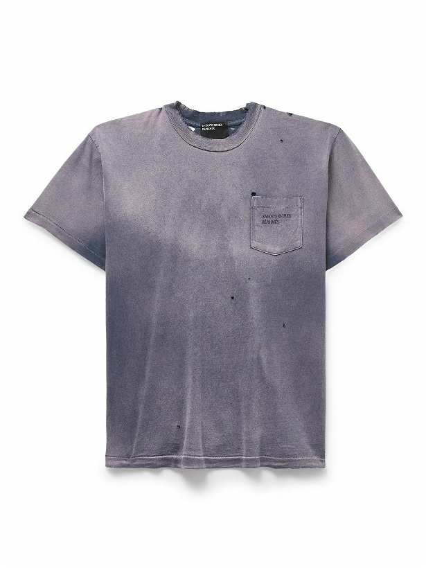 Photo: Enfants Riches Déprimés - Thrashed Distressed Logo-Print Cotton-Jersey T-Shirt - Purple