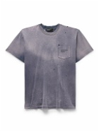 Enfants Riches Déprimés - Thrashed Distressed Logo-Print Cotton-Jersey T-Shirt - Purple