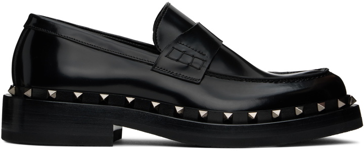 Photo: Valentino Garavani Black Rockstud M-Way Loafers