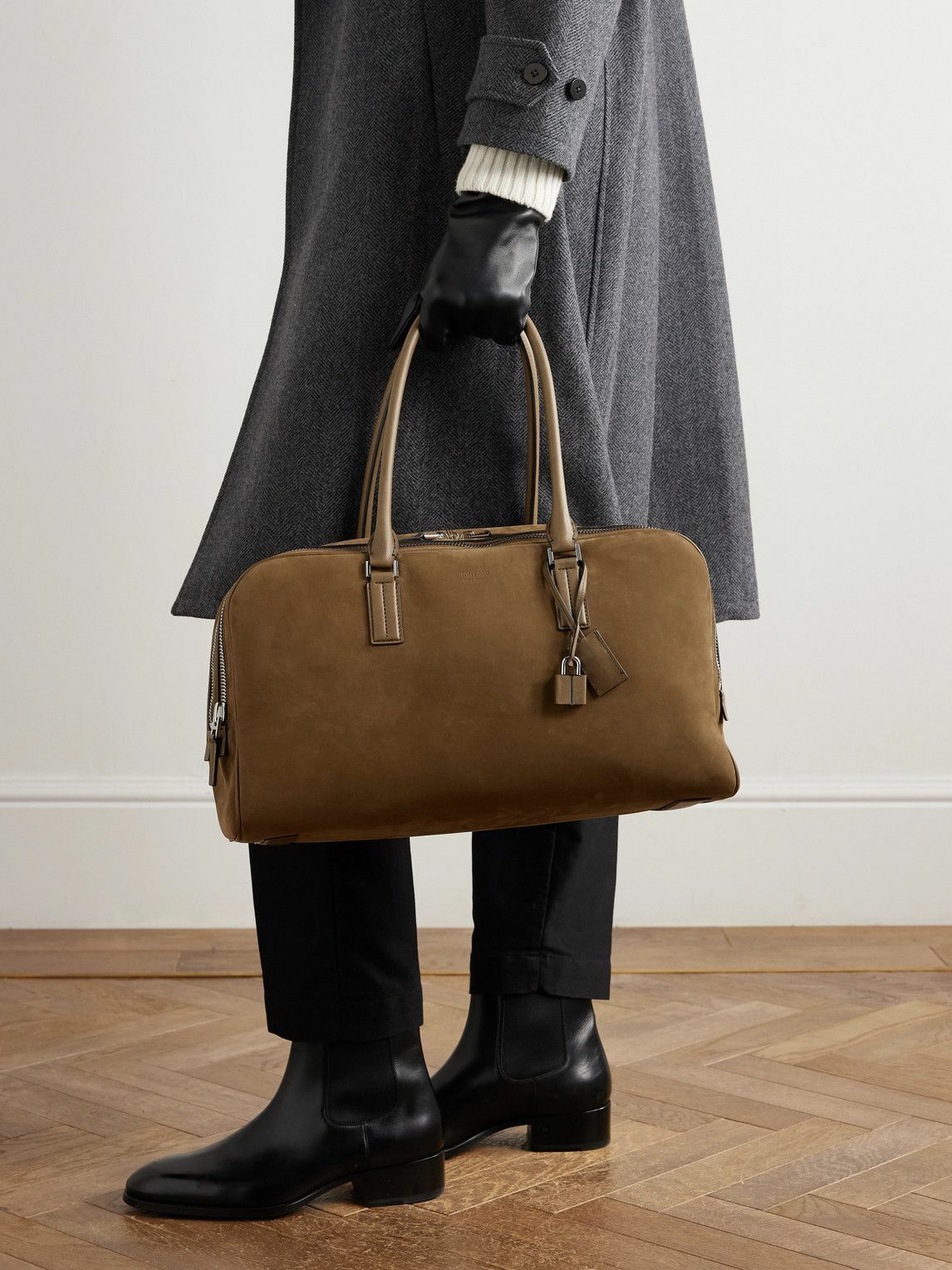 TOM FORD - Leather-Trimmed Nubuck Weekend Bag