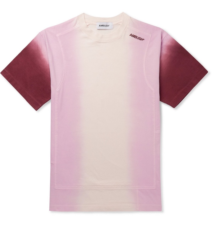 Photo: AMBUSH® - Logo-Embroidered Patchwork Tie-Dyed Cotton-Jersey T-Shirt - Pink