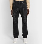 John Elliott - Kane 2 Paint-Splattered Distressed Denim Jeans - Black