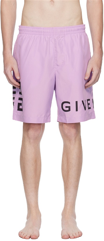 Photo: Givenchy Purple 4G Swim Shorts