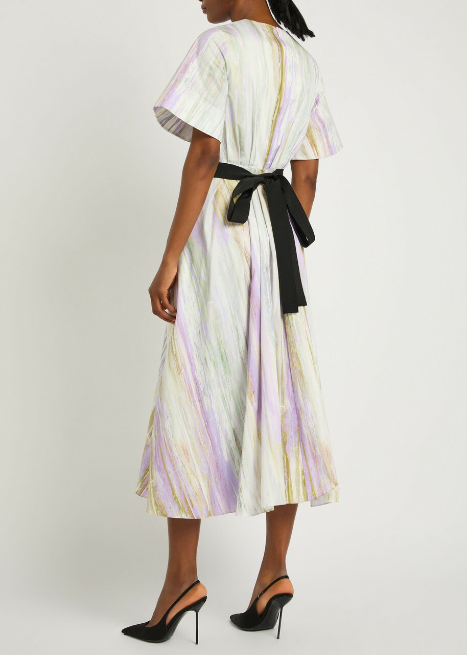 Roksanda Sana Printed Cotton-poplin Midi Dress Multicoloured 1