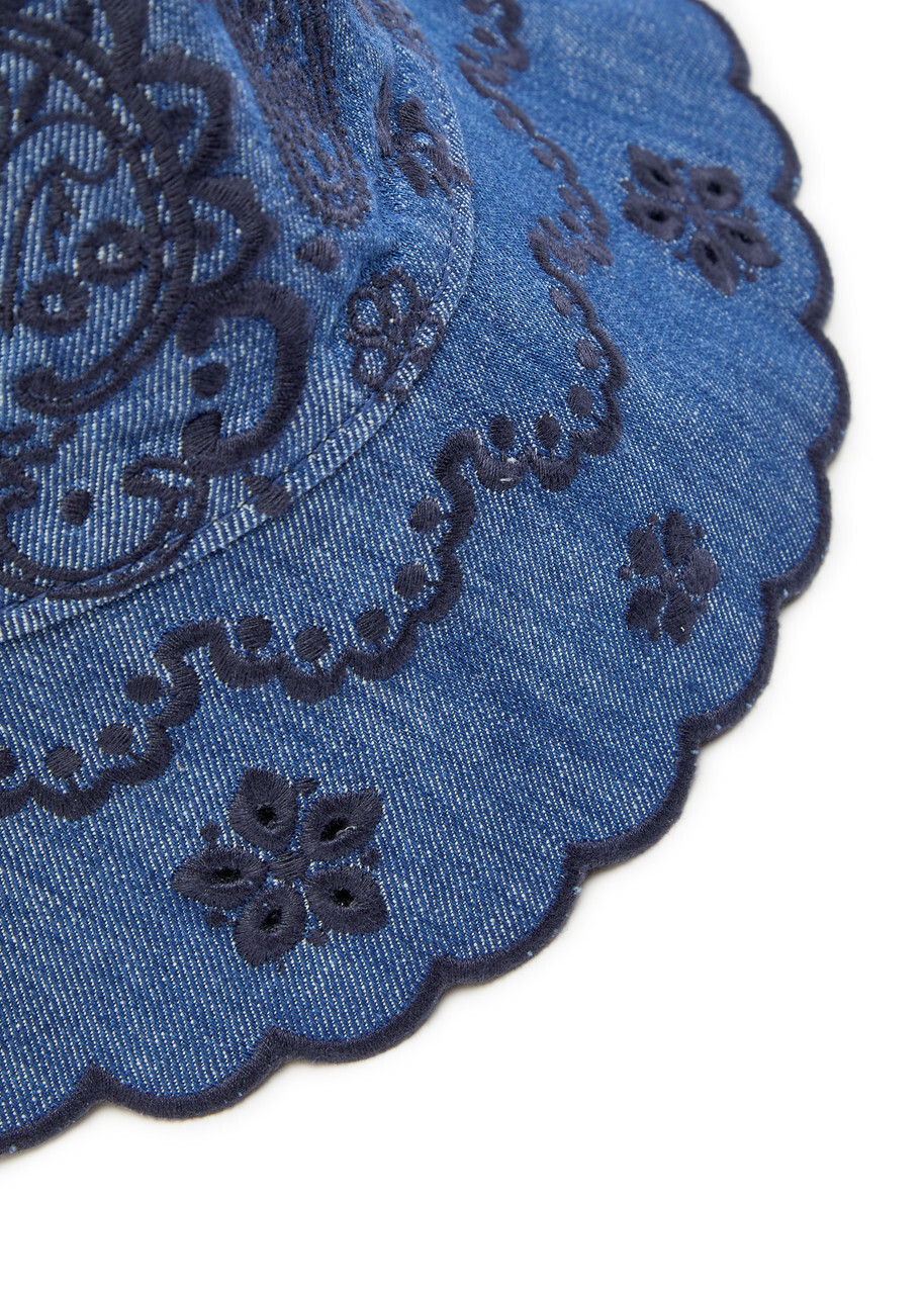 Zimmermann Embroidered Denim Bucket hat Blue