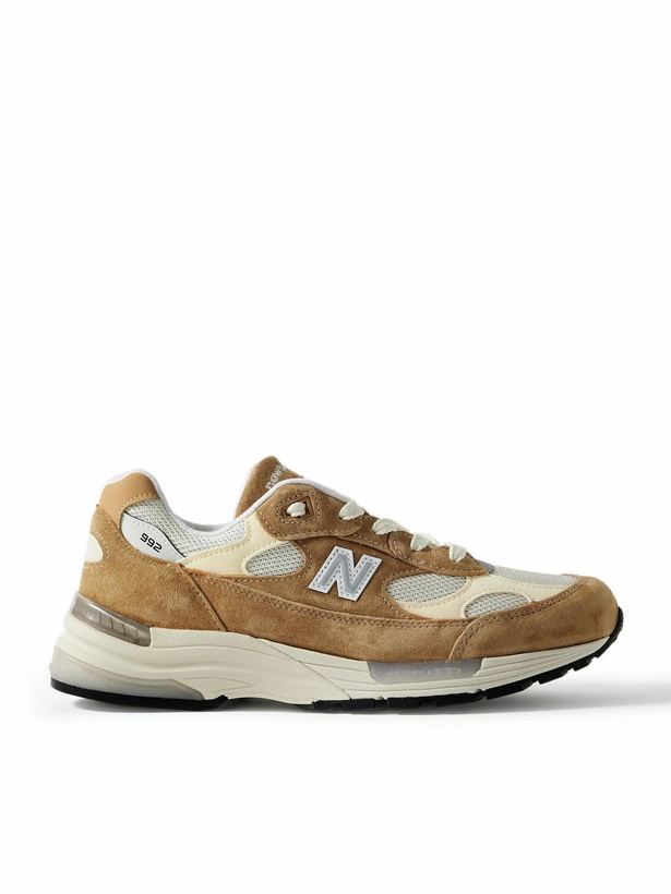 Photo: New Balance - 992 Suede, Leather and Mesh Sneakers - Brown