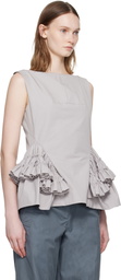Dries Van Noten Gray Ruffled Top
