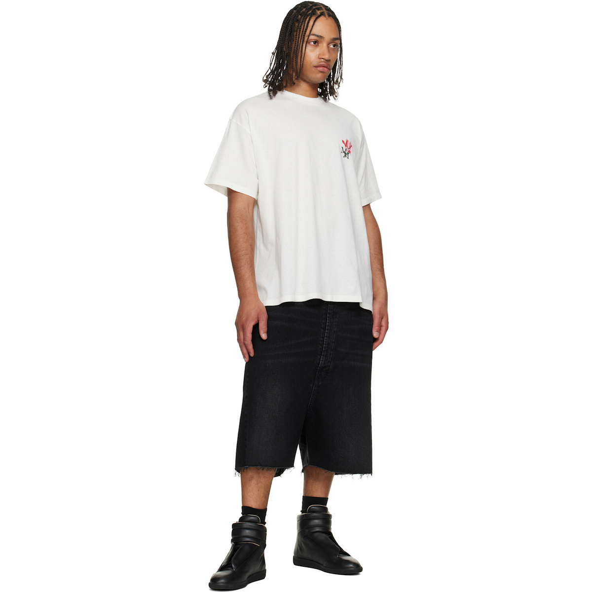 Maison Margiela Black Faded Cutoff Denim Shorts