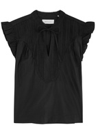 Skall Studio Aurora Embroidered Cotton top Black