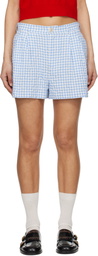 Marni Blue & White Checked Seersucker Shorts
