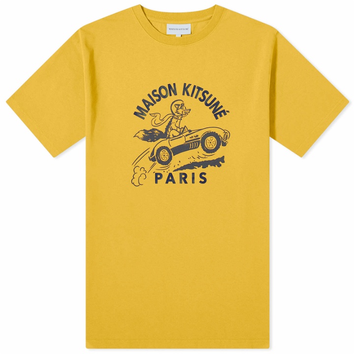 Photo: Maison Kitsuné Men's Racing Fox Comfort T-Shirt in French Mustard