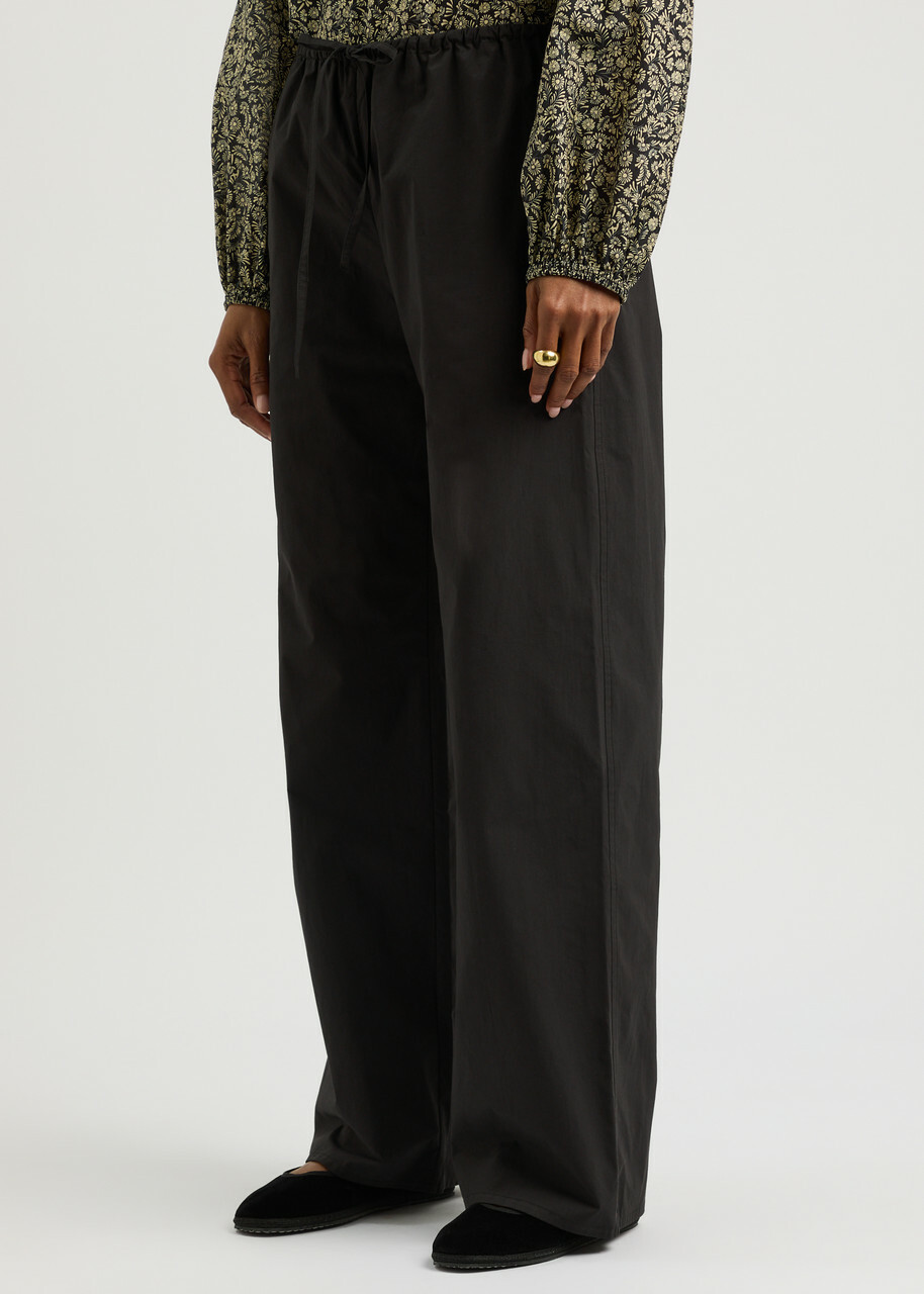 Matteau Wide-leg Cotton Trousers Black