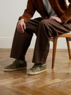 Golden Goose - Super-Star Distressed Suede-Trimmed Full-Grain Leather Sneakers - Green