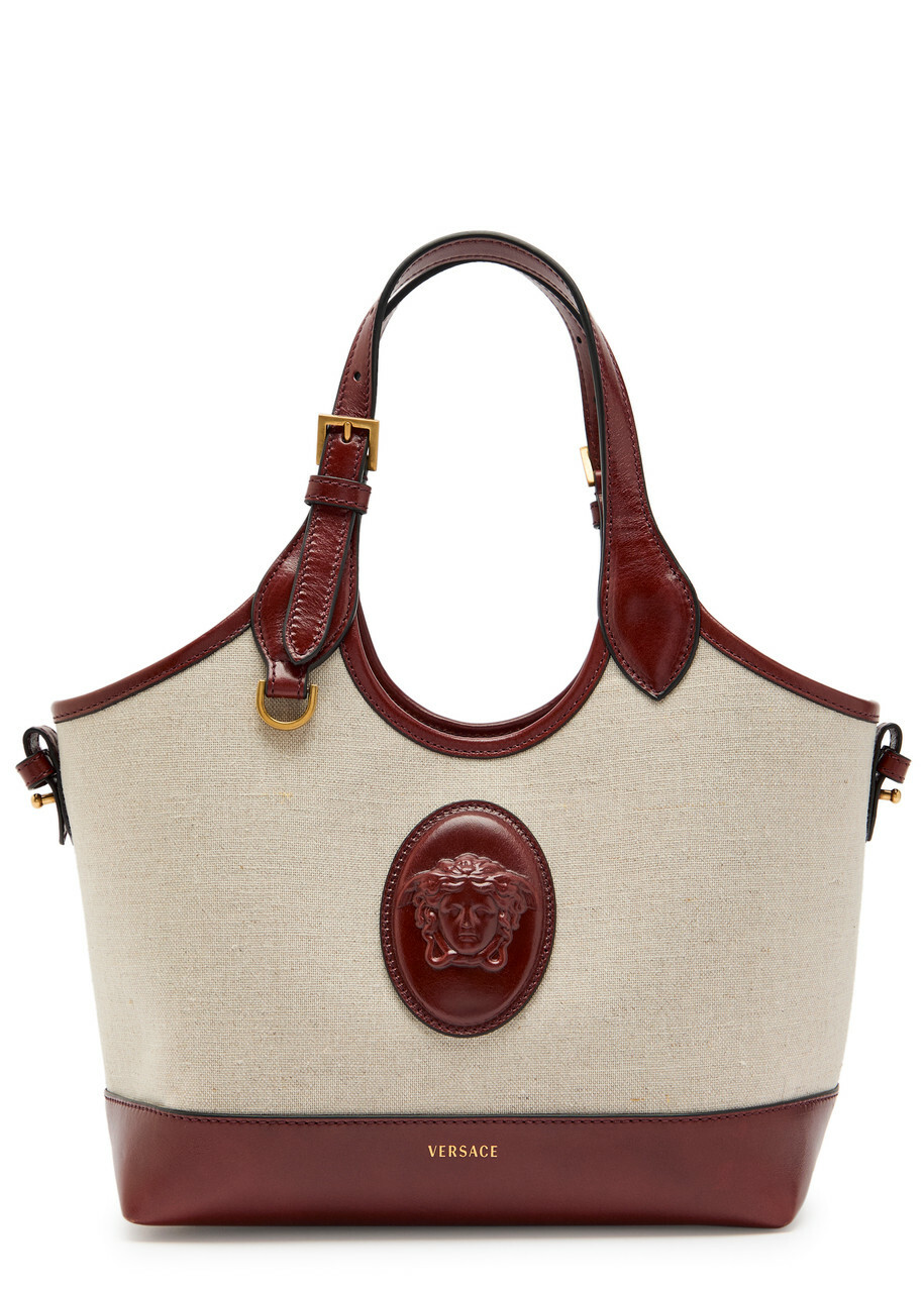 Versace Small Leather and Canvas Tote bag - Beige - One Size