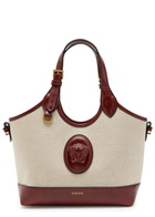 Versace Small Leather and Canvas Tote bag - Beige - One Size