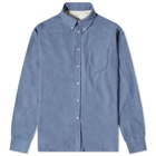 Universal Works Men's Brushed Herringbone Daybrook Shirt in Blue