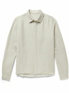 SMR Days - Embroidered Herringbone Linen Shirt - Neutrals
