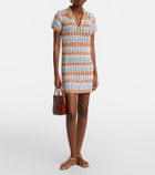 Anna Kosturova Crochet striped cotton polo dress