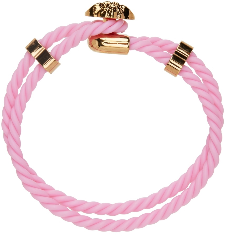 ブレスレット Bracelet - Versace - l - Pink VERSACE Leather Medusa Charm Bracelet Pink Gold Women's