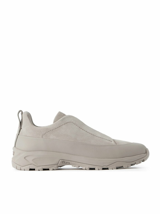 Photo: Zegna - Triple Stitch™ Monte Rubber-Trimmed Suede Slip-On Sneakers - Brown