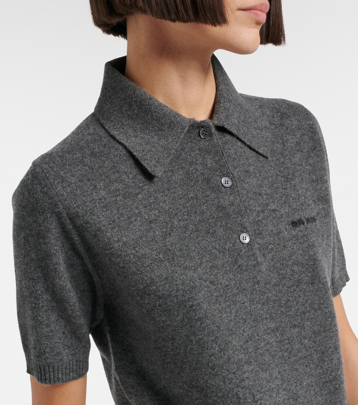 Miu Miu Logo cashmere polo shirt