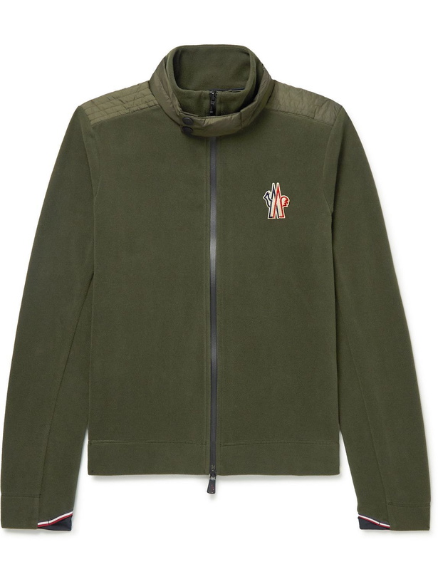 Photo: Moncler Grenoble - Logo-Appliquéd Shell-Trimmed Fleece Zip-Up Mid-Layer - Green