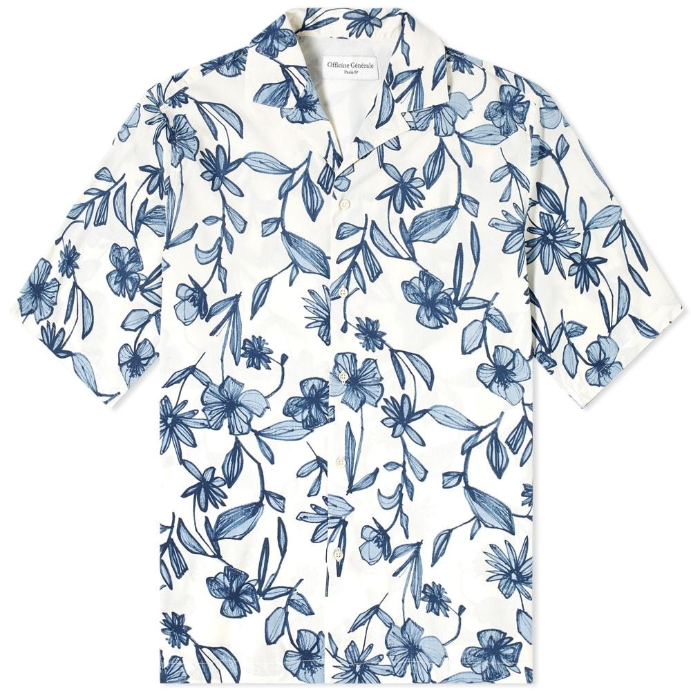 Photo: Officine Generale Short Sleeve Eren Flower Print Shirt