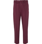 Isabel Marant - Nicklas Cropped Tapered Pleated Cotton Twill Trousers - Burgundy