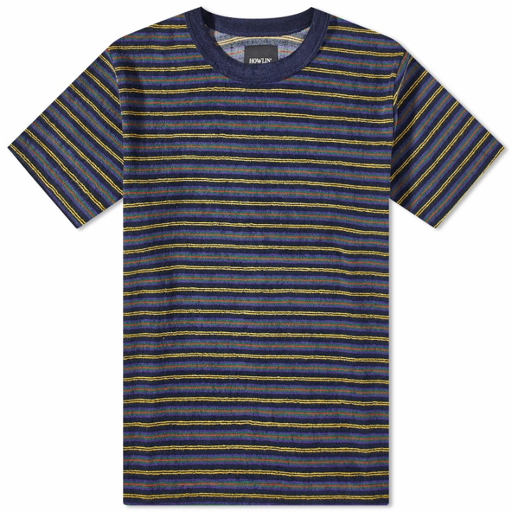 Photo: Howlin by Morrison Men's Howlin' Lost in Thought Towelling Stripe T-Shirt in Navy King