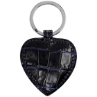 Smythson Navy Mara Heart Keychain
