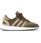 adidas Consortium - Neighborhood I-5923 Suede and Leather-Trimmed Stretch-Knit Sneakers - Army green