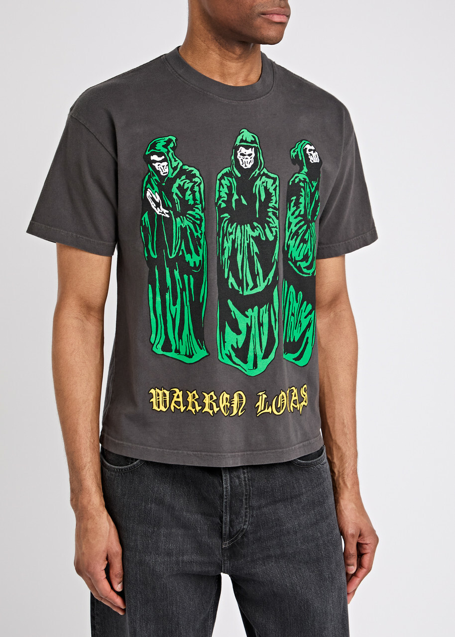 Warren Lotas Praying Druids Printed Cotton T-shirt Black