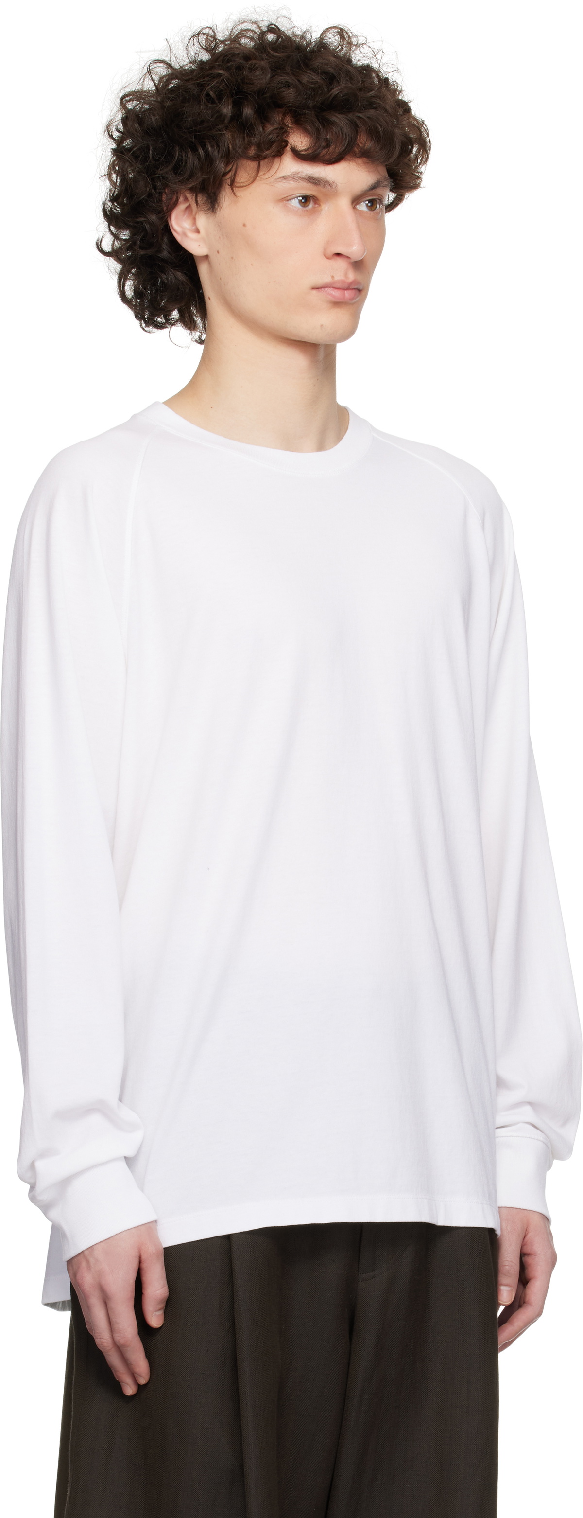 YLÈVE White Supima Cotton Cupra Long Sleeve T-shirt