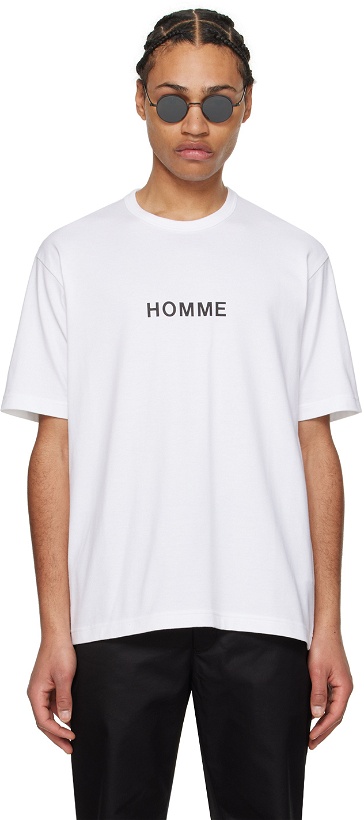 Photo: Comme des Garçons Homme White Printed T-Shirt