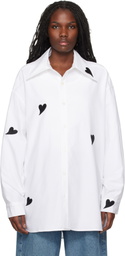 KIMHĒKIM White Heart Patched Oversized Shirt