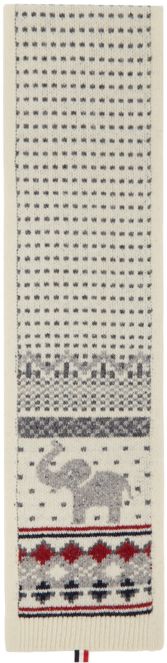 Thom Browne White Mohair Fair Isle Scarf