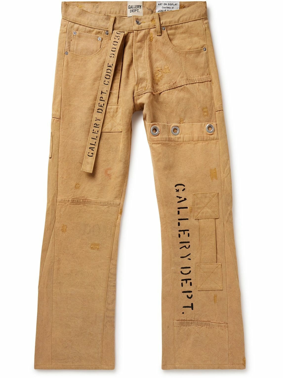 Photo: Gallery Dept. - Straight-Leg Embellished Printed Cotton-Canvas Cargo Trousers - Brown