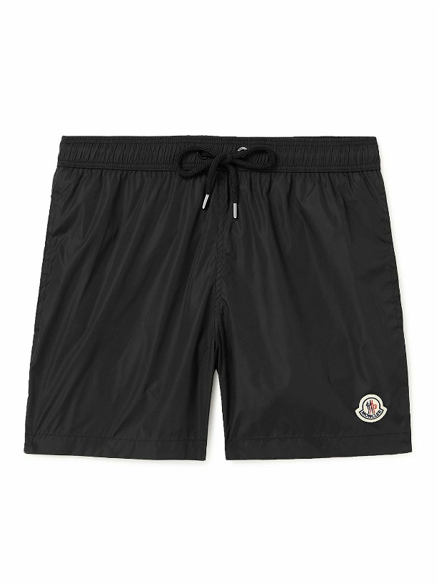 Photo: Moncler - Straight-Leg Mid-Length Logo-Appliquéd Swim Shorts - Black