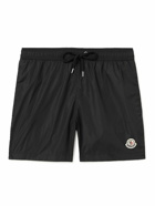 Moncler - Straight-Leg Mid-Length Logo-Appliquéd Swim Shorts - Black