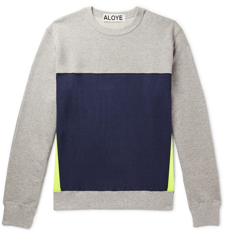 Photo: Aloye - Colour-Block Loopback Cotton-Jersey Sweatshirt - Gray
