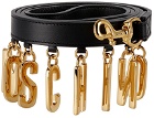 Moschino Black Large Lettering Charm Leash