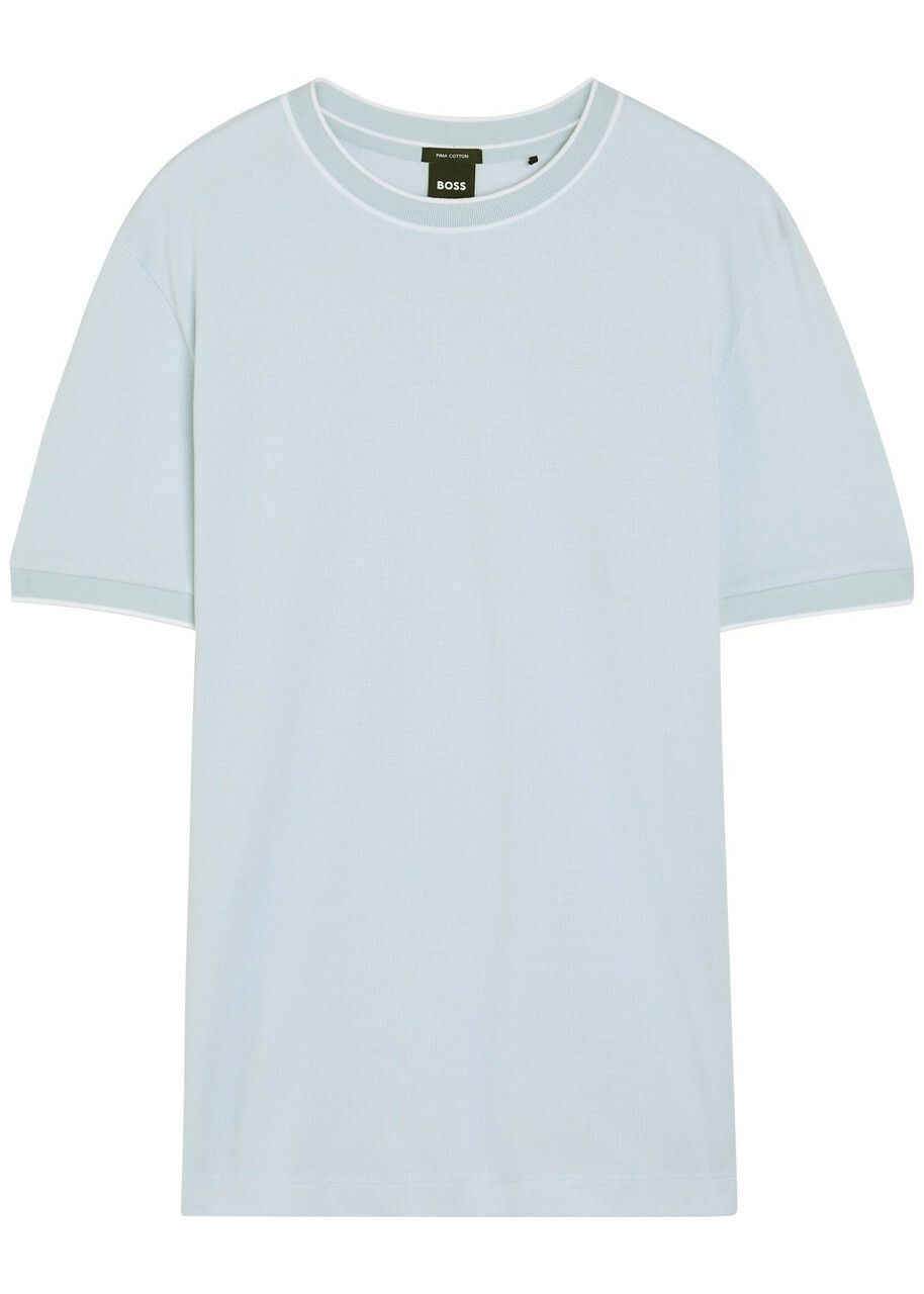Boss Thompson Waffle Cotton T-shirt Blue