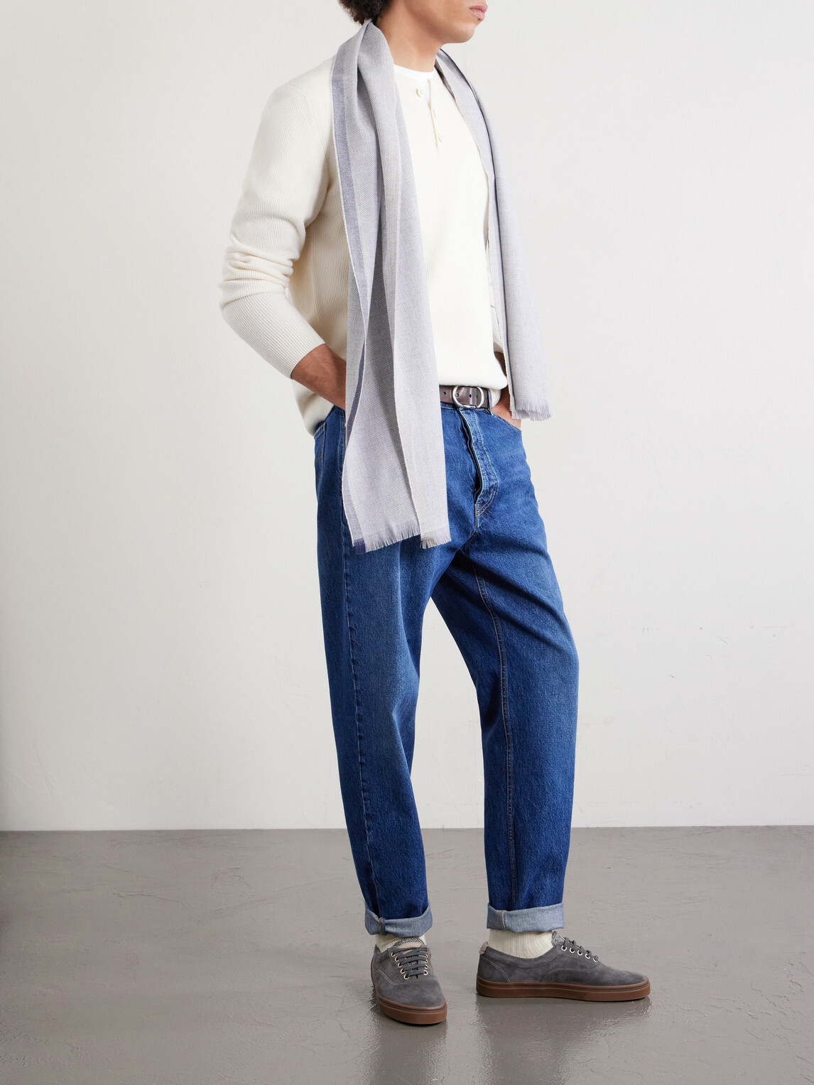 Brunello Cucinelli - Fringed Wool and Cashmere-Blend Scarf