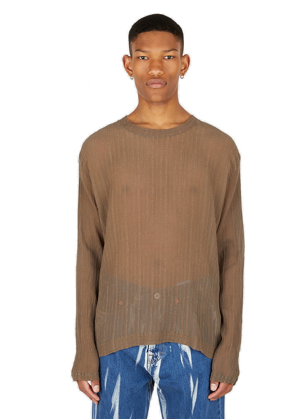 Photo: Box Ruffle Long Sleeve Top in Brown