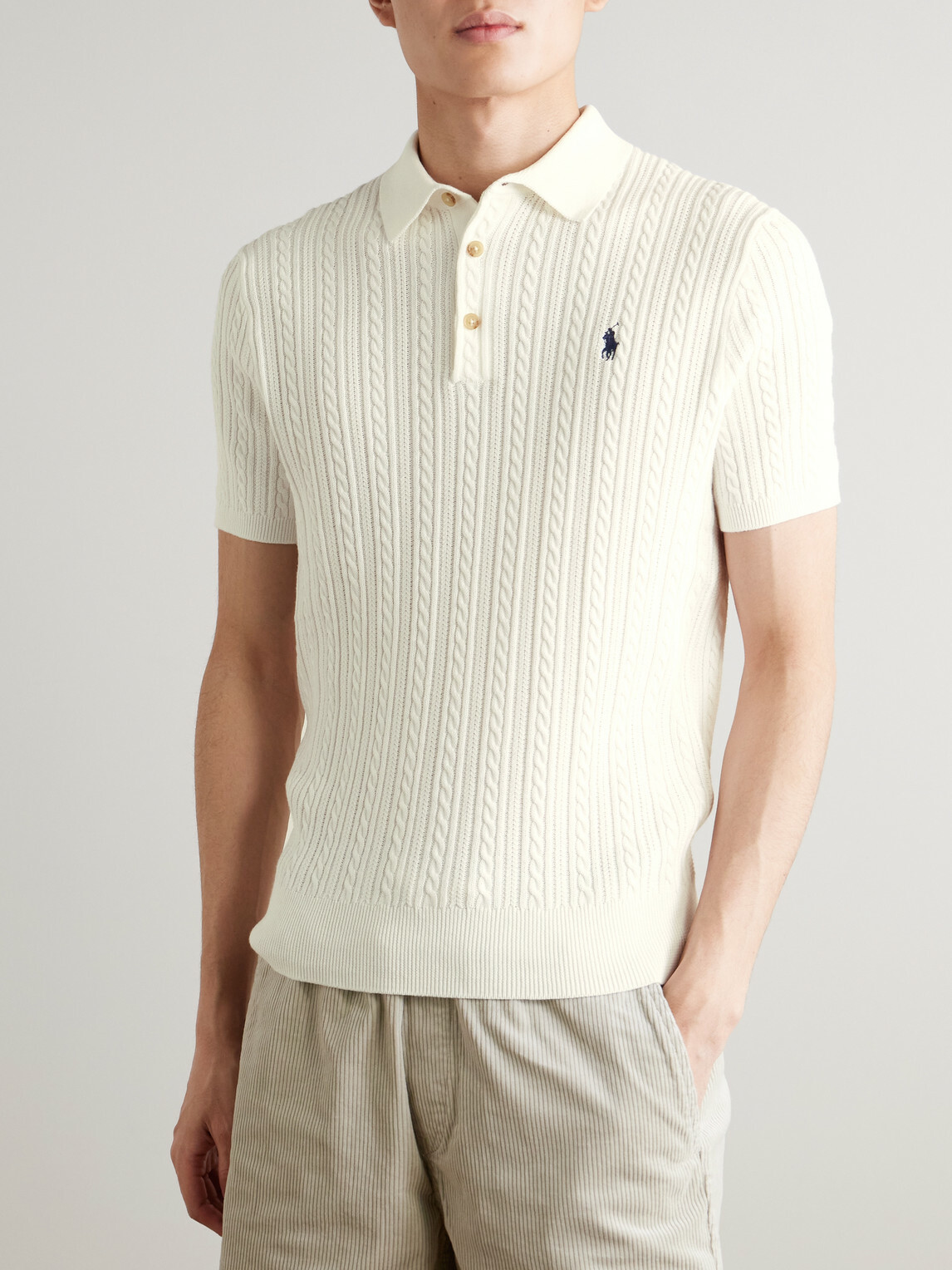 Polo Ralph Lauren - Cable-Knit Cotton Polo Shirt - White